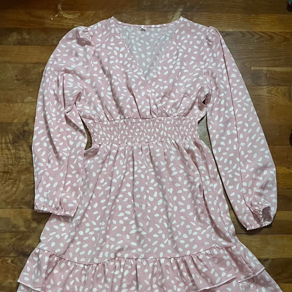 Pink and White Patterned Dress